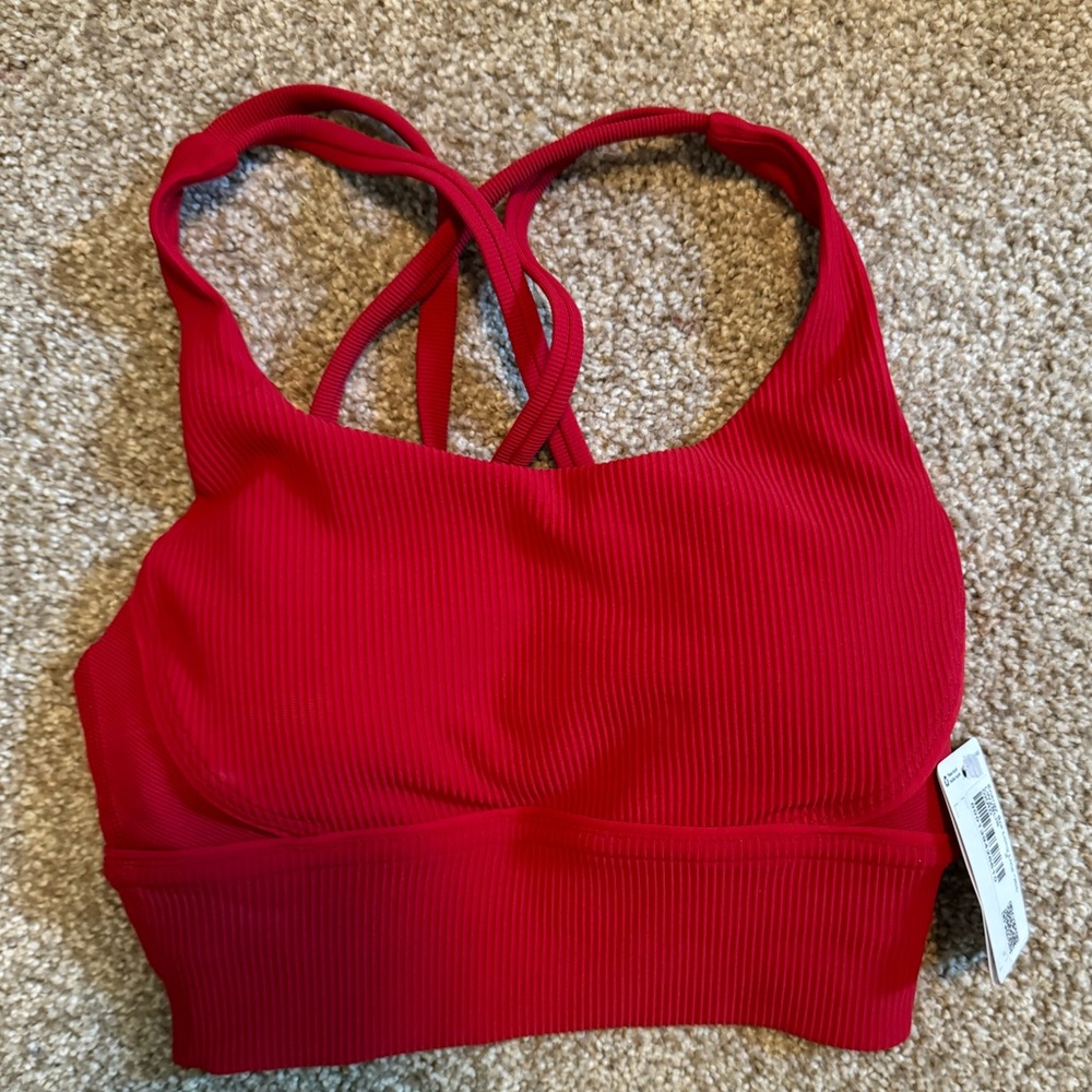 Lululemon Energy Longline Ribbed Sports Bra Red